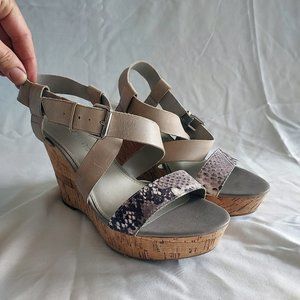 Franco Sarto Snakeskin Cork Wedges